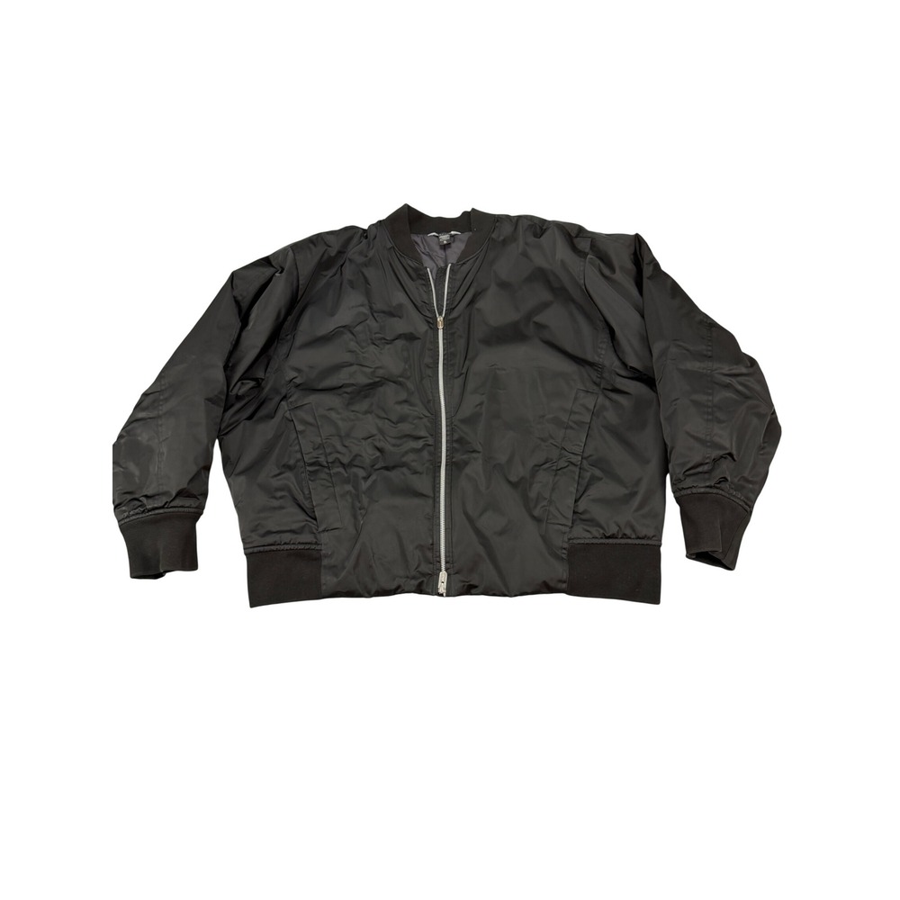Athleta Womens Black Full Zip Bomber Jacket XL Ribbed Trim Sporty Outerwear